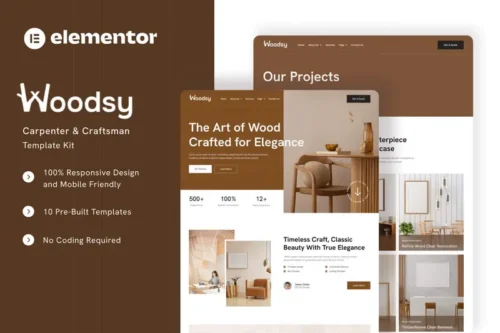 Mua Woodsy - Carpenter & Craftsman Elementor Template Kit giá rẻ