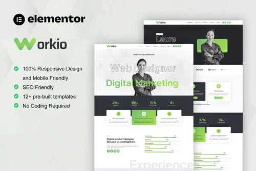 Mua Workio - Digital Service & Creative Portfolio Elementor Template Kit giá rẻ