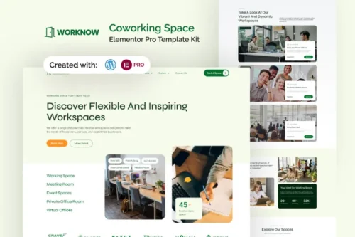 Mua Worknow - Coworking Space Elementor Pro Template Kit giá rẻ