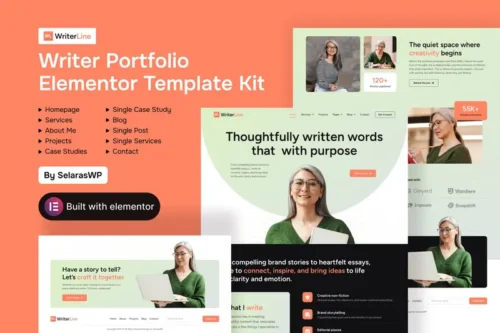 Mua WriterLine - Writer Portfolio Elementor Template Kit giá rẻ