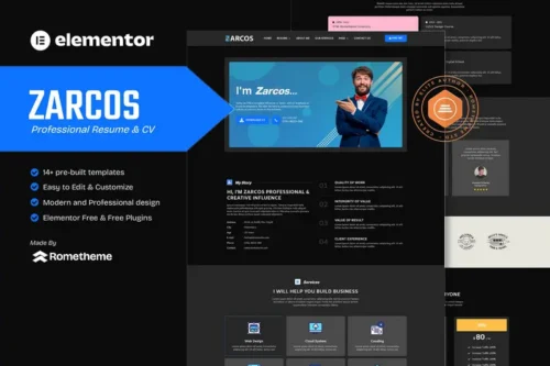 Mua Zarcos - Professional Resume & CV Elementor Template Kit giá rẻ