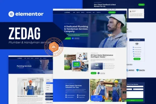 Mua Zedag - Plumber & Handyman Services Elementor Pro Template Kit giá rẻ