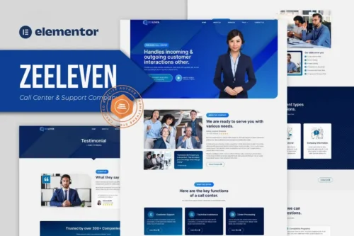 Mua Zeeleven - Call Center & Support Company Elementor Template Kit giá rẻ