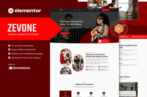 Mua Zevone - Music Lessons & School Elementor Template Kit giá rẻ