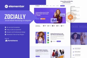 Mua Zocially - Social Media Marketing & Analythic Elementor Template Kit giá rẻ