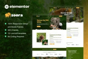 Mua Zoora - Safari & Zoo Elementor Pro Template Kit giá rẻ