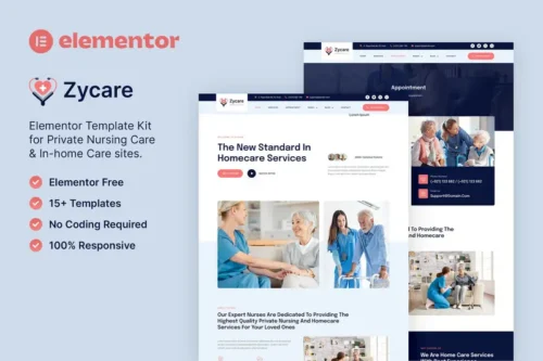 Mua Zycare – In-home Care & Private Nursing Agency Elementor Template Kit giá rẻ