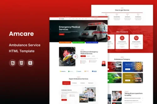 Mua Amcare - Ambulance Service HTML Template giá rẻ