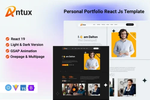 Mua Antux - Personal Portfolio React Js Template giá rẻ