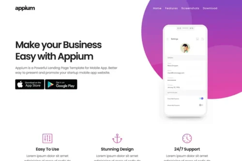 Mua Appium | App Landing Page Template giá rẻ