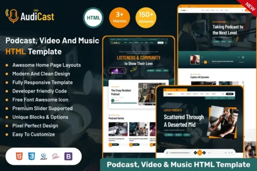 Mua Audicast - Podcast, Video & Music HTML Template giá rẻ