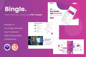 Mua Bingle - Mobile App Landing Page HTML Theme giá rẻ