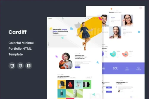 Mua Cardiff Colorful Minimal Portfolio HTML Template giá rẻ