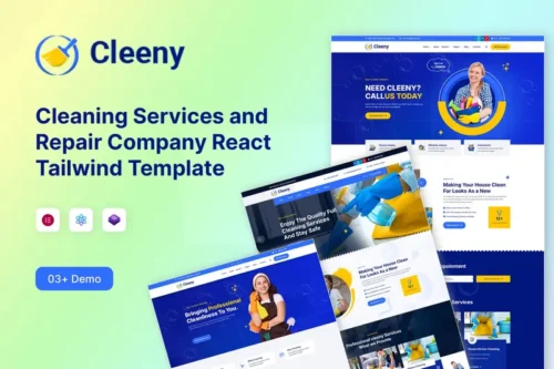 Mua Cleaning Services Company React Tailwind Template giá rẻ