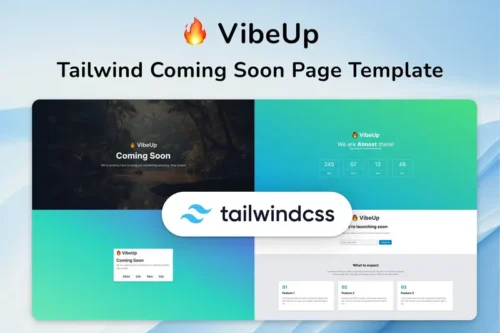 Mua Coming Soon HTML Tailwind Template - VibeUp giá rẻ