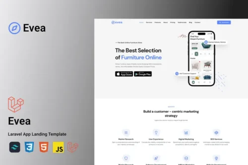 Mua Evea - App Laravel Landing Page Template giá rẻ