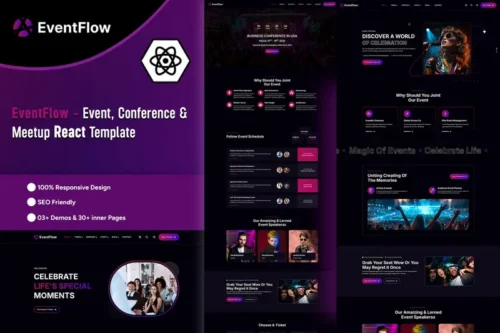 Mua EventFlow - Event, Conference React Template giá rẻ