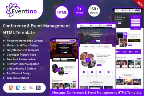 Mua Eventino - Event, Meetup Conference HTML Template giá rẻ