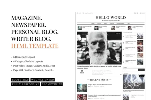 Mua Hewo - Newspaper Magazine Blog HTML Template giá rẻ