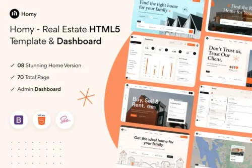 Mua Homy - Real Estate HTML5 Template & Dashboard giá rẻ