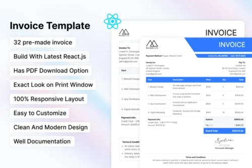 Mua Invoma - Invoice ReactJS Template giá rẻ