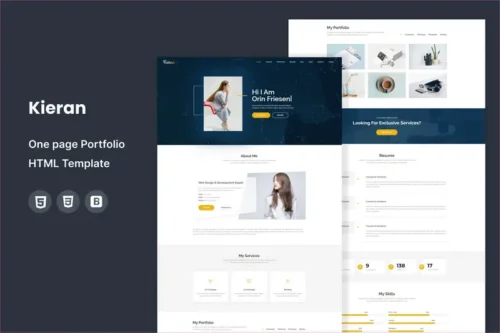 Mua Kieran - One page Portfolio HTML Template giá rẻ