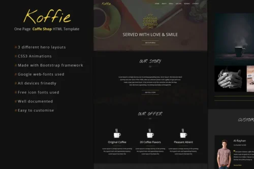 Mua Koffie - Coffee Shop HTML Landing Page giá rẻ