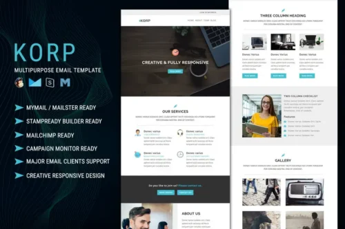 Mua KORP - Multipurpose Responsive Email Template giá rẻ