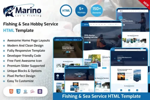 Mua Marino - Fishing & Sea Hobby HTML Template giá rẻ