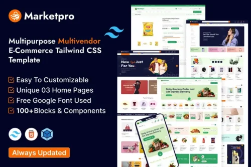 Mua MarketPro - eCommerce Multivendor Tailwind CSS giá rẻ