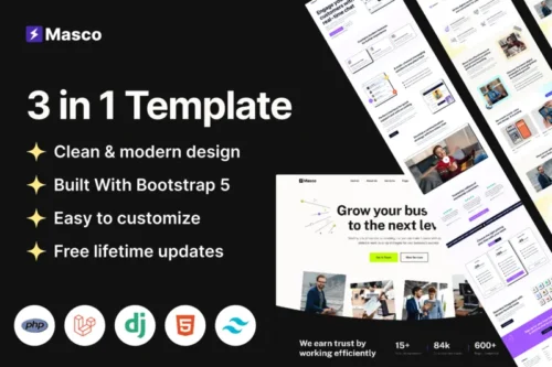Mua Masco Multipurpose Django 5, Laravel, PHP Template giá rẻ