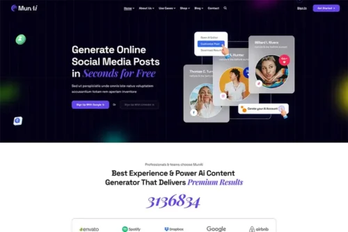 Mua MunAi - AI Writer & Copywriting React NextJS Templ giá rẻ