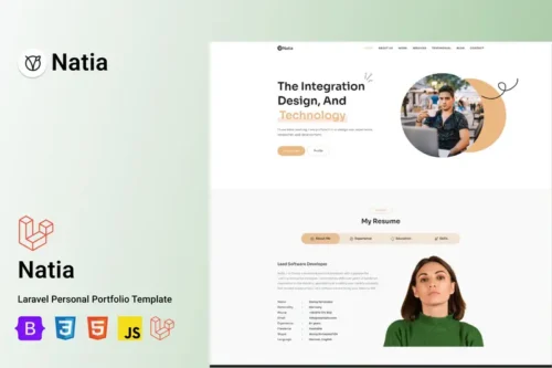 Mua Natia - Personal Portfolio Laravel Template giá rẻ