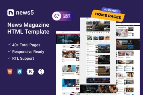 Mua News5 - News HTML Template giá rẻ