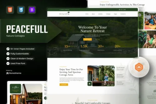 Mua Peaceful - Nature Cottage & Camping HTML Template giá rẻ