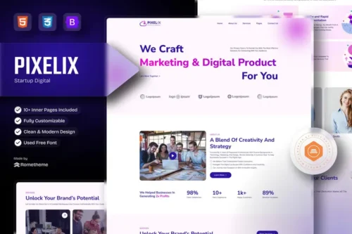 Mua Pixelix - Digital Startup Agency HTML Template giá rẻ