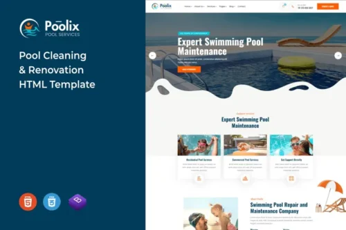 Mua Poolix - Pool Cleaning & Renovation HTML Template giá rẻ