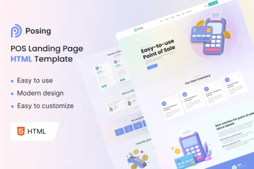 Mua Posing - Point of Sale Landing Page HTML Template giá rẻ