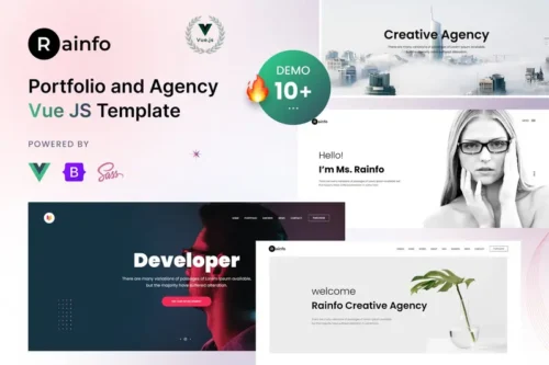 Mua Rainfo - Vue JS Minimal Agency and Portfolio Templ giá rẻ