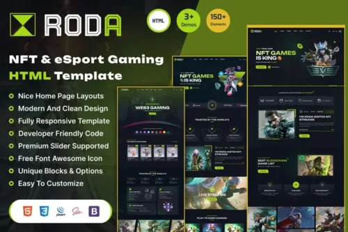 Mua Roda - NFT Gaming & eCommerce HTML Template giá rẻ