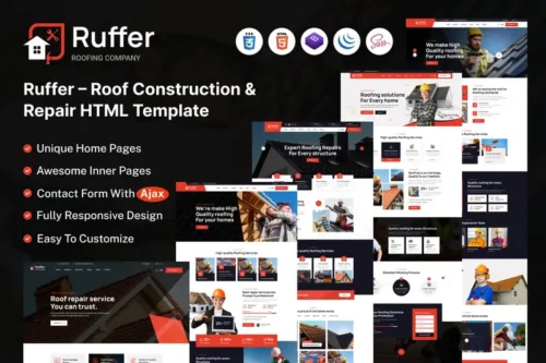 Mua Ruffer – Roof Construction & Repair HTML Template giá rẻ