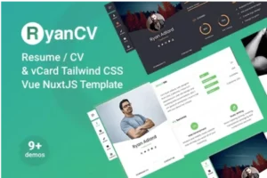 Mua Ryan Tailwind CSS CV/Resume Vue NuxtJS Template giá rẻ