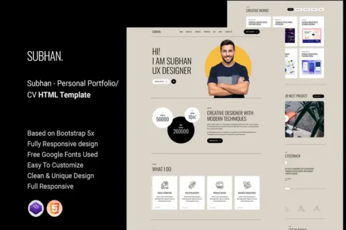 Mua Subhan - Personal Portfolio/CV HTML Template giá rẻ