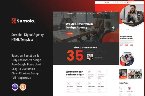 Mua Sumolo - Digital Agency HTML Template giá rẻ