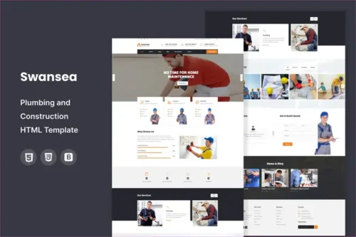 Mua Swansea - Plumbing and Construction HTML Template giá rẻ