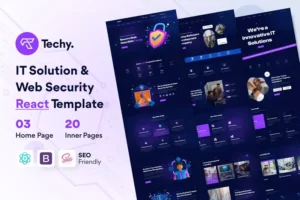 Mua Techy – IT Solution & Web Security React Template giá rẻ