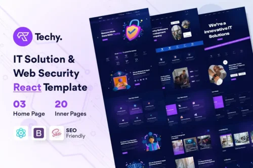 Mua Techy – IT Solution & Web Security React Template giá rẻ
