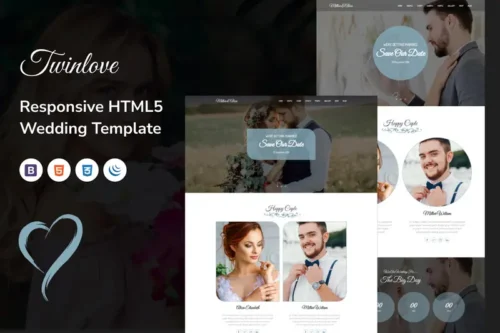 Mua Twain Love - Responsive HTML5 Wedding Template giá rẻ