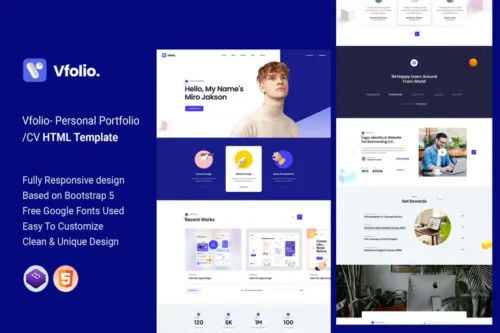 Mua Vfolio- Personal Portfolio/CV HTML Template giá rẻ
