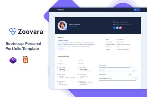 Mua Zoovara - Personal Portfolio Resume CV Template giá rẻ
